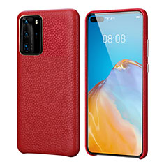 Custodia Lusso Pelle Cover R09 per Huawei P40 Pro Rosso