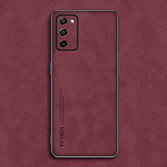 Custodia Lusso Pelle Cover S01 per Oppo A55 5G Rosso