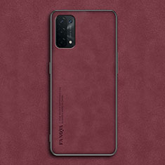 Custodia Lusso Pelle Cover S01 per Oppo A74 5G Rosso