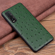 Custodia Lusso Pelle Cover S01 per Oppo Find X2 Verde