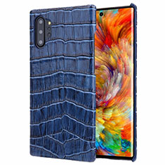 Custodia Lusso Pelle Cover S01 per Samsung Galaxy Note 10 Plus 5G Blu