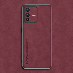 Custodia Lusso Pelle Cover S01 per Vivo V23 5G Rosso