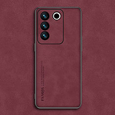 Custodia Lusso Pelle Cover S01 per Vivo V27 Pro 5G Rosso