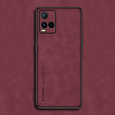 Custodia Lusso Pelle Cover S01 per Vivo Y21e Rosso