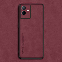 Custodia Lusso Pelle Cover S01 per Vivo Y73t Rosso