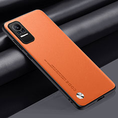 Custodia Lusso Pelle Cover S01 per Xiaomi Civi 1S 5G Arancione