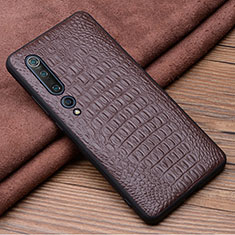 Custodia Lusso Pelle Cover S01 per Xiaomi Mi 10 Marrone