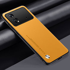 Custodia Lusso Pelle Cover S01 per Xiaomi Poco M4 Pro 4G Giallo