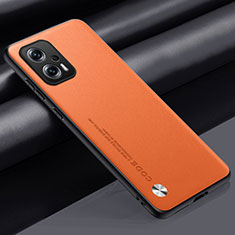 Custodia Lusso Pelle Cover S01 per Xiaomi Poco X4 GT 5G Arancione