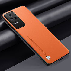 Custodia Lusso Pelle Cover S01 per Xiaomi Redmi K50 5G Arancione