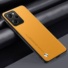 Custodia Lusso Pelle Cover S01 per Xiaomi Redmi Note 12 Pro Speed 5G Giallo