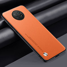 Custodia Lusso Pelle Cover S01 per Xiaomi Redmi Note 9 5G Arancione