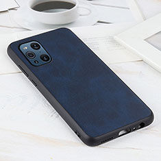 Custodia Lusso Pelle Cover S01D per Oppo Find X3 Pro 5G Blu