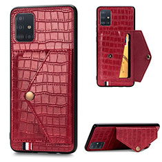 Custodia Lusso Pelle Cover S01D per Samsung Galaxy A51 5G Rosso