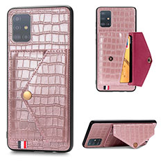 Custodia Lusso Pelle Cover S01D per Samsung Galaxy A71 5G Oro Rosa