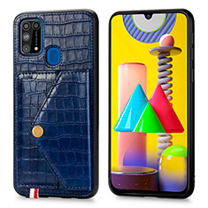 Custodia Lusso Pelle Cover S01D per Samsung Galaxy M31 Blu