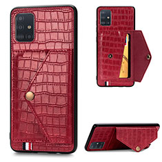Custodia Lusso Pelle Cover S01D per Samsung Galaxy M40S Rosso