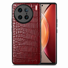 Custodia Lusso Pelle Cover S01D per Vivo X90 Pro 5G Rosso