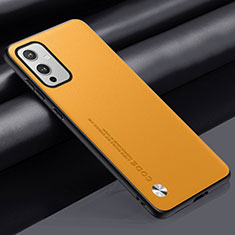 Custodia Lusso Pelle Cover S02 per OnePlus 9 5G Giallo