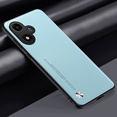 Custodia Lusso Pelle Cover S02 per Oppo A2m 5G Azzurro