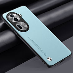 Custodia Lusso Pelle Cover S02 per Oppo Reno11 Pro 5G Azzurro