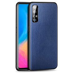 Custodia Lusso Pelle Cover S02 per Oppo Reno3 Pro Blu