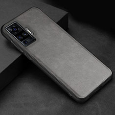 Custodia Lusso Pelle Cover S02 per Vivo X50 Pro 5G Grigio