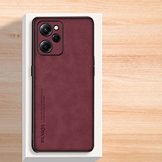 Custodia Lusso Pelle Cover S02 per Xiaomi Redmi Note 12 Pro Speed 5G Rosso