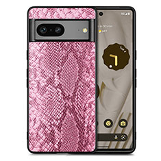 Custodia Lusso Pelle Cover S02D per Google Pixel 7 5G Rosa Caldo