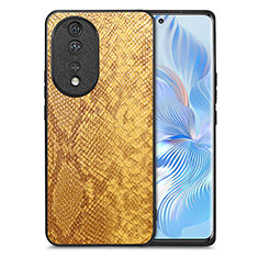 Custodia Lusso Pelle Cover S02D per Huawei Honor 80 5G Giallo