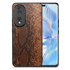 Custodia Lusso Pelle Cover S02D per Huawei Honor 80 Pro 5G Marrone