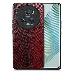 Custodia Lusso Pelle Cover S02D per Huawei Honor Magic5 Pro 5G Rosso