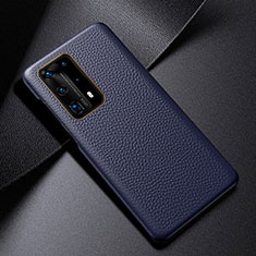 Custodia Lusso Pelle Cover S03 per Huawei P40 Pro+ Plus Blu