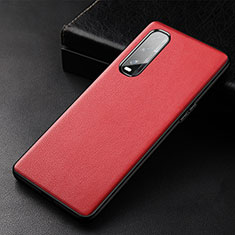 Custodia Lusso Pelle Cover S03 per Oppo Find X2 Rosso