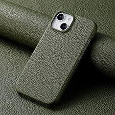 Custodia Lusso Pelle Cover S04D per Apple iPhone 14 Verde Notte