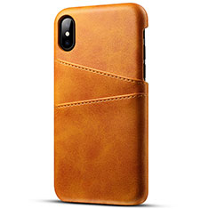 Custodia Lusso Pelle Cover S06 per Apple iPhone Xs Arancione