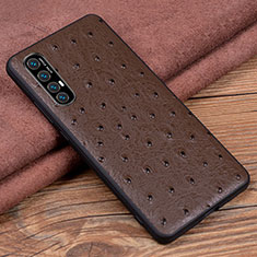 Custodia Lusso Pelle Cover S07 per Oppo Reno3 Pro Marrone