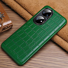 Custodia Lusso Pelle Cover ST3 per Huawei P50 Verde