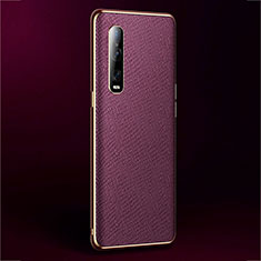 Custodia Lusso Pelle Cover U02 per Oppo Find X2 Pro Rosso Rosa