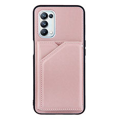 Custodia Lusso Pelle Cover Y01B per Oppo A54 5G Oro Rosa