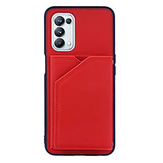 Custodia Lusso Pelle Cover Y01B per Oppo A54 5G Rosso