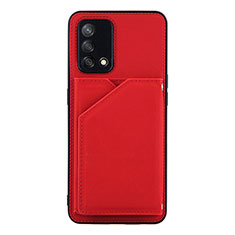 Custodia Lusso Pelle Cover Y01B per Oppo A74 4G Rosso