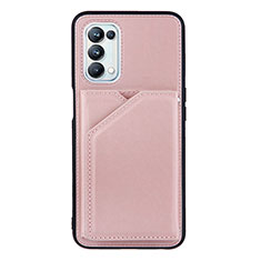 Custodia Lusso Pelle Cover Y01B per Oppo A93 5G Oro Rosa