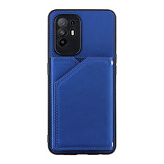 Custodia Lusso Pelle Cover Y01B per Oppo A94 5G Blu