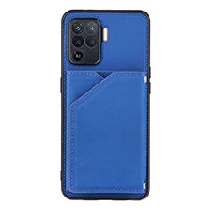 Custodia Lusso Pelle Cover Y01B per Oppo F19 Pro Blu