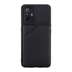 Custodia Lusso Pelle Cover Y01B per Oppo F19 Pro+ Plus 5G Nero