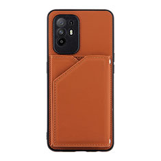 Custodia Lusso Pelle Cover Y01B per Oppo Reno5 Z 5G Marrone