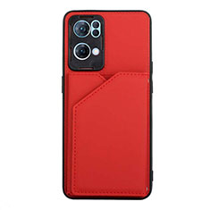 Custodia Lusso Pelle Cover Y01B per Oppo Reno7 Pro 5G Rosso