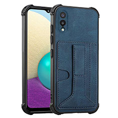 Custodia Lusso Pelle Cover Y01B per Samsung Galaxy A02 Blu