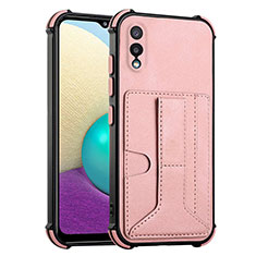 Custodia Lusso Pelle Cover Y01B per Samsung Galaxy A02 Oro Rosa